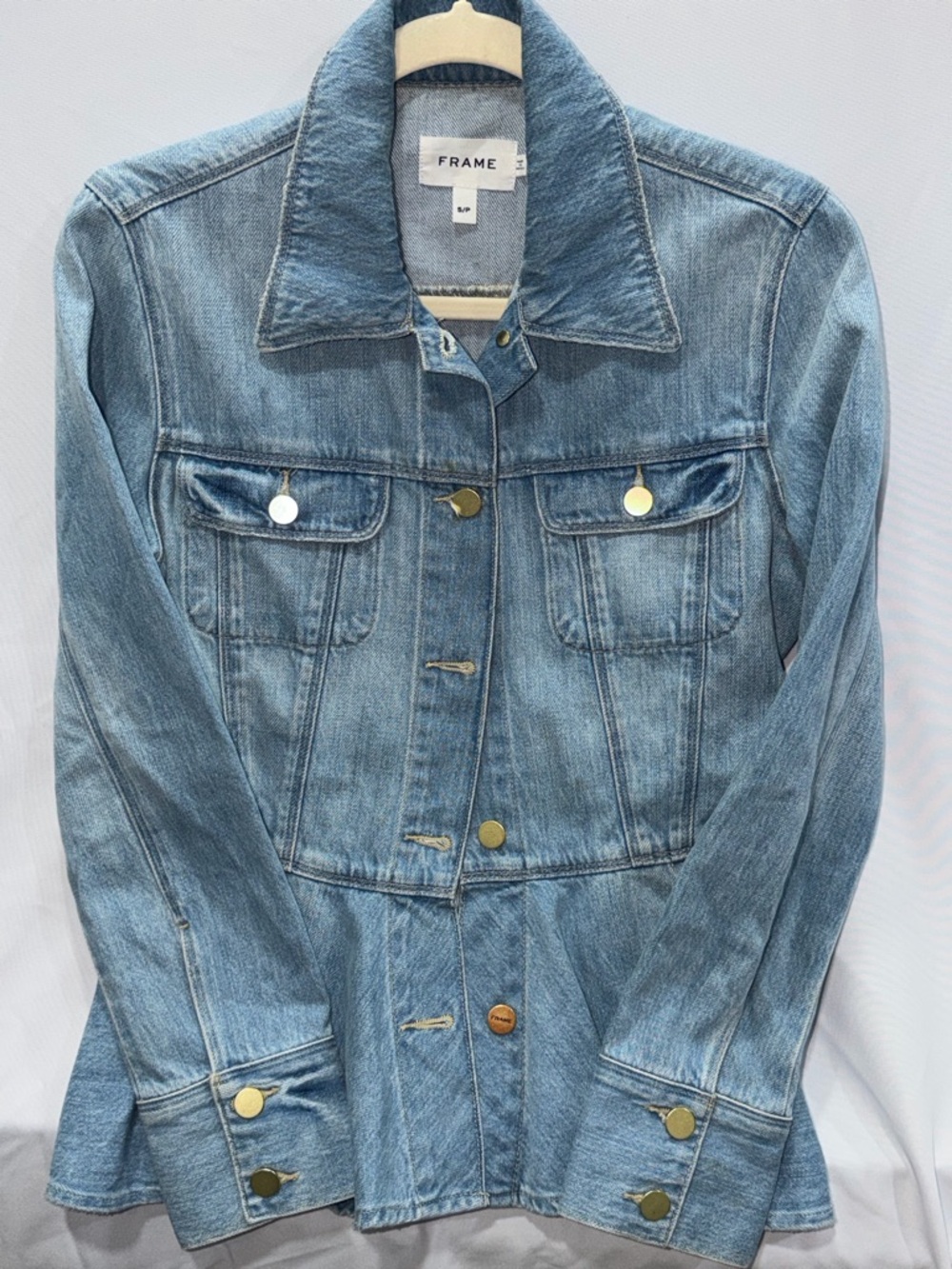 Frame Flounce Hem Denim Jacket Size S